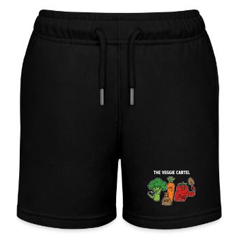 The Veggie Cartel Gemüse Mafia Garten - Kinder Organic Joggingshorts Mini Bolter von Stanley/Stella - Schwarz - Vorne