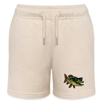 Pike with sunglasses - Kids Organic Sweat Shorts by Stanley/Stella - soft Ecru - Front