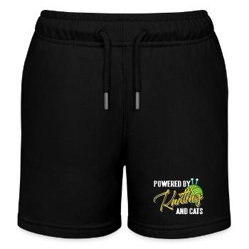 Powered by Knitting and Cats Humor Life - Kinder Organic Joggingshorts Mini Bolter von Stanley/Stella - Schwarz - Vorne