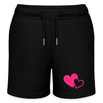 Valentine's Day Heart Pink Pink Gift Valentine's Day - Kids Organic Sweat Shorts by Stanley/Stella - black - Front
