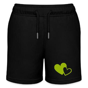 Cœur vert motif de cœurs verts - Short de jogging enfant bio Stanley/Stella - noir - Devant