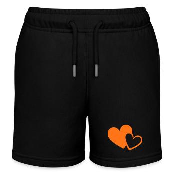 orange heart orange heart heart pattern - Kids Organic Sweat Shorts by Stanley/Stella - black - Front