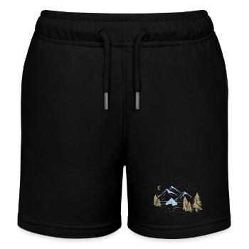 Nacht-Bergcamping-Szene - Kinder Organic Joggingshorts Mini Bolter von Stanley/Stella - Schwarz - Vorne