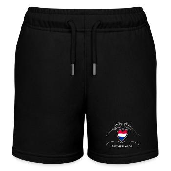 Niederlande Herz mit NL Flagge Holland Fan - Kinder Organic Joggingshorts Mini Bolter von Stanley/Stella - Schwarz - Vorne