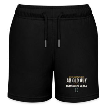 Old Guy On A Climbing Wall - Kids Organic Sweat Shorts by Stanley/Stella - black - Front