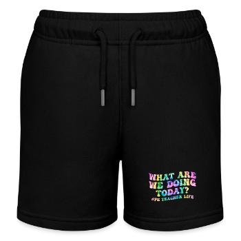 What Are We Doing Today - PE Teacher Life Tie Dye - Kids Organic Sweat Shorts by Stanley/Stella - black - Front