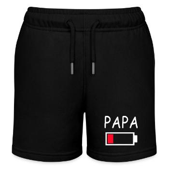 Papa Battery Empty Daddy Battery Dad Battery - Kids Organic Sweat Shorts by Stanley/Stella - black - Front