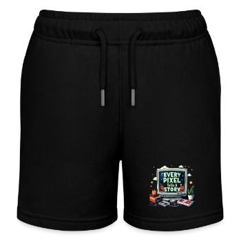 Every Pixel Tells a Story - Retro Gaming - Kids Organic Sweat Shorts by Stanley/Stella - black - Front