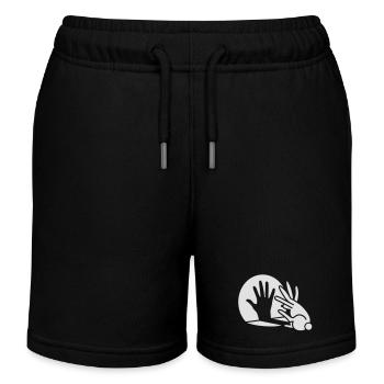 Handschatten Kaninchen im Dunkeln leuchten - Kinder Organic Joggingshorts Mini Bolter von Stanley/Stella - Schwarz - Vorne