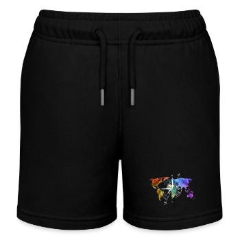 Carte du monde Boussole blanc - Short de jogging enfant bio Stanley/Stella - noir - Devant