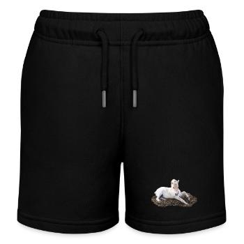 Poulain couché en paille, dessins d’animaux pour bébés - Short de jogging enfant bio Stanley/Stella - noir - Devant