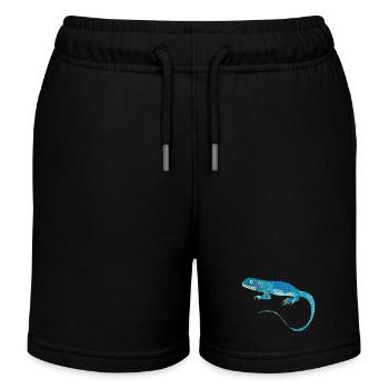 blue iguana collage of different patterns - Kids Organic Sweat Shorts by Stanley/Stella - black - Front