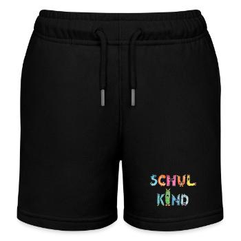 Schulkind Monster Buchstaben bunt & lustig - Kinder Organic Joggingshorts Mini Bolter von Stanley/Stella - Schwarz - Vorne