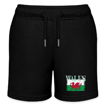 Wales - Kids Organic Sweat Shorts by Stanley/Stella - black - Front