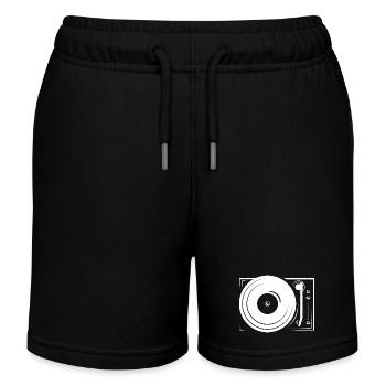 turntable platten DJ music hip hop icon Symbol - Kinder Organic Joggingshorts Mini Bolter von Stanley/Stella - Schwarz - Vorne