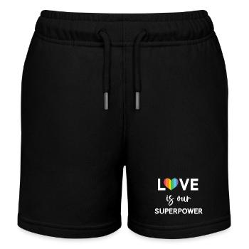 Pride Month - LGBTQ+ Liebe ist unsere Superkraft - Kinder Organic Joggingshorts Mini Bolter von Stanley/Stella - Schwarz - Vorne