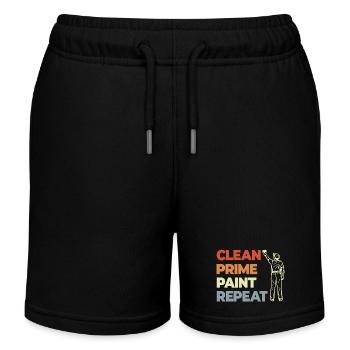 Clean Prime Paint Repeat - Kinder Organic Joggingshorts Mini Bolter von Stanley/Stella - Schwarz - Vorne