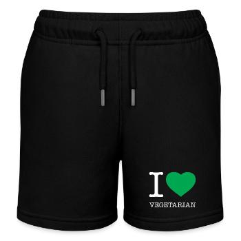 I LOVE VEGETARIAN - Kinder Organic Joggingshorts Mini Bolter von Stanley/Stella - Schwarz - Vorne