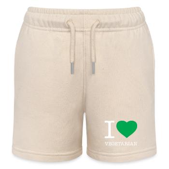 J’AIME VÉGÉTARIEN Hashtag végétarien - Short de jogging enfant bio Stanley/Stella - écru doux - Devant