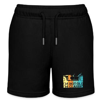 funny sayings old classic car classic car logo - Kids Organic Sweat Shorts by Stanley/Stella - black - Front