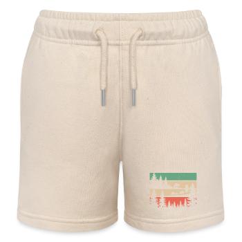 Retro forest nature silhouette trees motif hiking - Kids Organic Sweat Shorts by Stanley/Stella - soft Ecru - Front