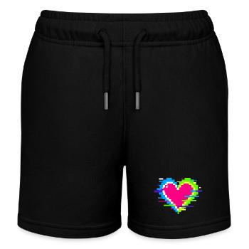 Pixelherz Neon Glitch Regenbogen - Kinder Organic Joggingshorts Mini Bolter von Stanley/Stella - Schwarz - Vorne