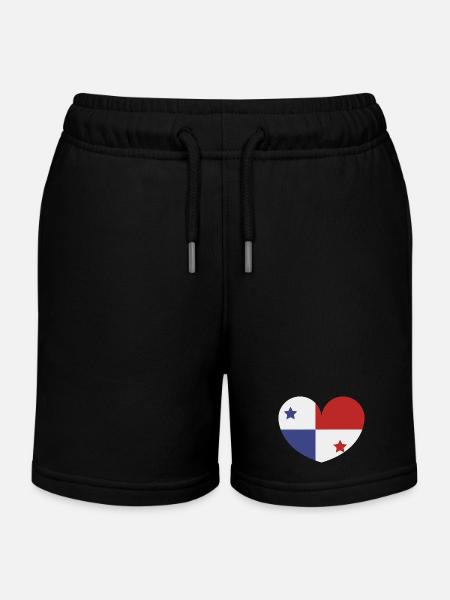Panama-Herzflagge - Kinder Organic Joggingshorts Mini Bolter von Stanley/Stella - Schwarz