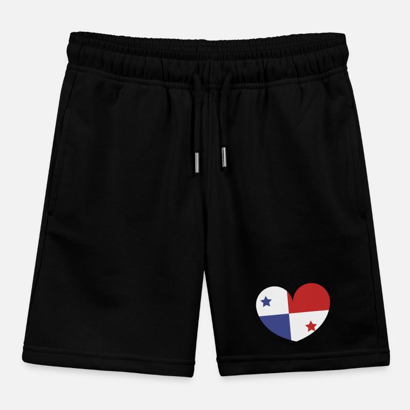 Panama heart flag Kids Organic Sweat Shorts by Stanley/Stella