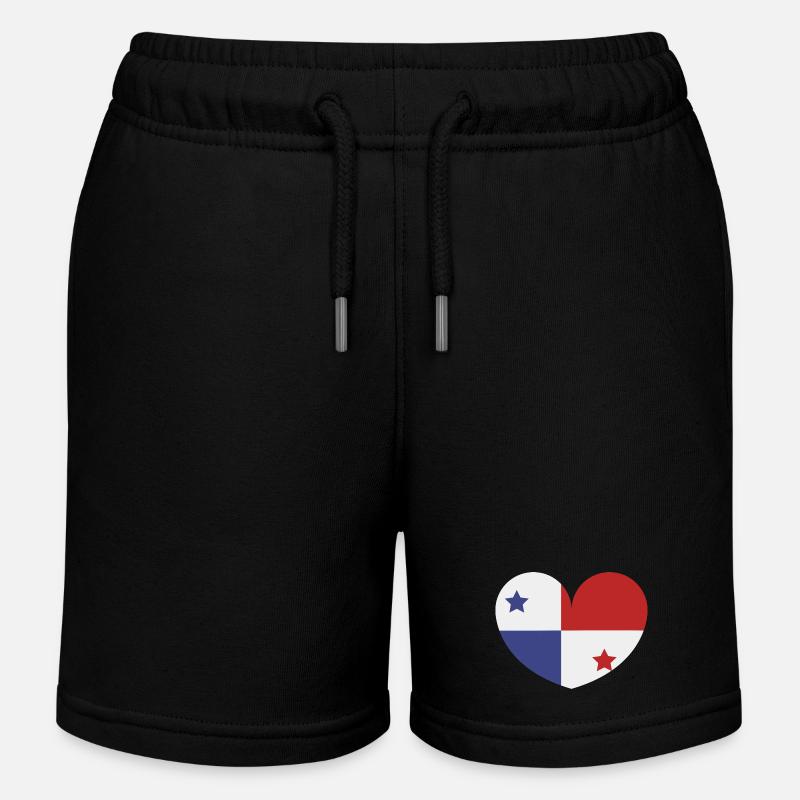 Panama-Herzflagge - Kinder Organic Joggingshorts Mini Bolter von Stanley/Stella - Schwarz