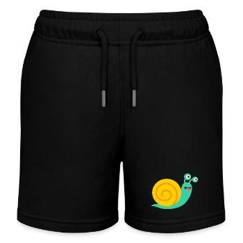 Cheerful Snail – Colorful Animal Motif for Kids - Kids Organic Sweat Shorts by Stanley/Stella - black - Front
