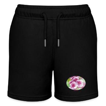 Grâce - Ellipse vibrante de la fleur printanière - Short de jogging enfant bio Stanley/Stella - noir - Devant