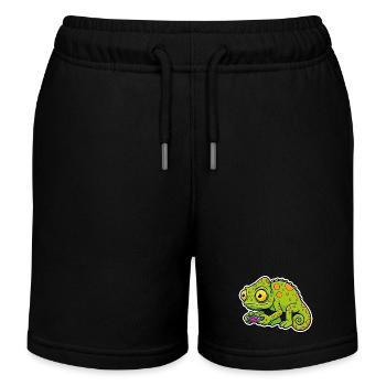 Chameleon Gamer Controller Videospiel-Maskottchen - Kinder Organic Joggingshorts Mini Bolter von Stanley/Stella - Schwarz - Vorne