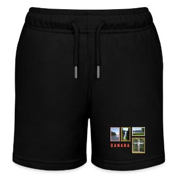 Kanada Natur & Kultur Collage - Kinder Organic Joggingshorts Mini Bolter von Stanley/Stella - Schwarz - Vorne