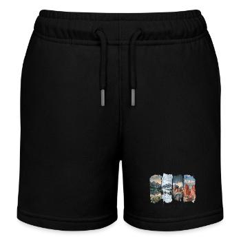 Colorado Vacation Travel – Rocky Mountains Motif - Kids Organic Sweat Shorts by Stanley/Stella - black - Front