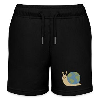 Niedlicher Kawaii-Erdschnecken-Minimalist-Planetenvektor - Kinder Organic Joggingshorts Mini Bolter von Stanley/Stella - Schwarz - Vorne