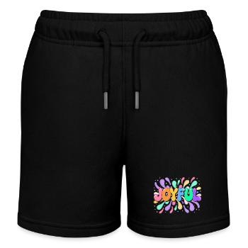 Lettrage Joyeux en éclats colorés - Short de jogging enfant bio Stanley/Stella - noir - Devant