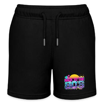 Zurück in die 80er Neon Retro - Kinder Organic Joggingshorts Mini Bolter von Stanley/Stella - Schwarz - Vorne