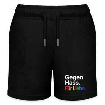 Regenbogen Liebe Statement Spruch Shirt CSD - Kinder Organic Joggingshorts Mini Bolter von Stanley/Stella - Schwarz - Vorne