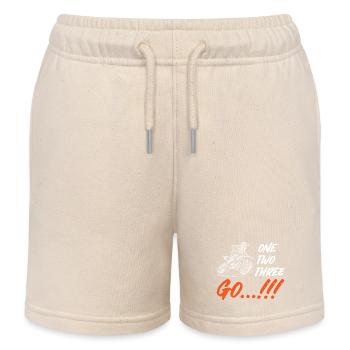 One Two Three Go Motocross - Kids Organic Sweat Shorts by Stanley/Stella - soft Ecru - Front