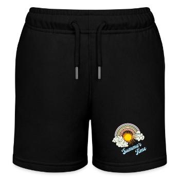 Heure d’été - Soleil d’été Arc-en-ciel Nuages Rétro - Short de jogging enfant bio Stanley/Stella - noir - Devant