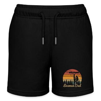 Funny Lineman Dad | Electric Cable Lineman Fathers - Kids Organic Sweat Shorts by Stanley/Stella - black - Front