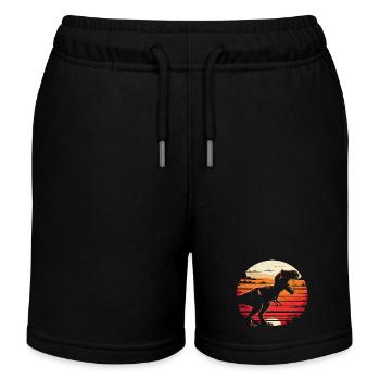 Dinosaur T-Rex Retro Vintage Dinosaur Lovers Gift - Kids Organic Sweat Shorts by Stanley/Stella - black - Front