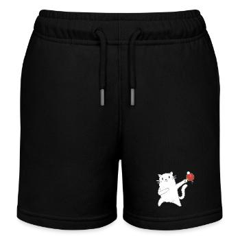 Table Tennis Katze Pingpong Outfit Cat Tischtennis - Kinder Organic Joggingshorts Mini Bolter von Stanley/Stella - Schwarz - Vorne