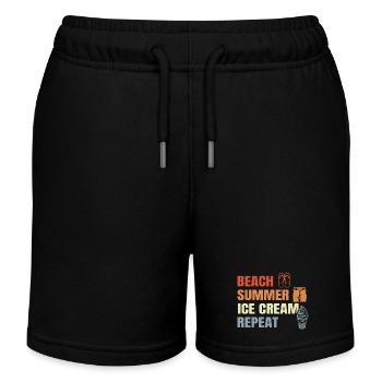Vintage Ice Cream Saying - Kids Organic Sweat Shorts by Stanley/Stella - black - Front