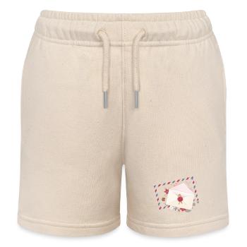 Enveloppe florale avec fleurs et bordure de la poste aérienne - Short de jogging enfant bio Stanley/Stella - écru doux - Devant