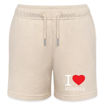 I LOVE NIGERIA - Kids Organic Sweat Shorts by Stanley/Stella - soft Ecru - Front