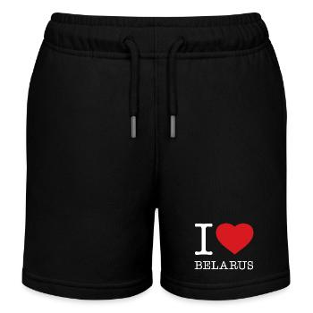 I LOVE BELARUS Weissrussland - Kinder Organic Joggingshorts Mini Bolter von Stanley/Stella - Schwarz - Vorne