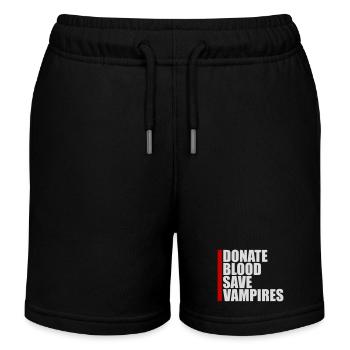 Donate Blood Donate Blood Save Vampires Halloween - Kids Organic Sweat Shorts by Stanley/Stella - black - Front