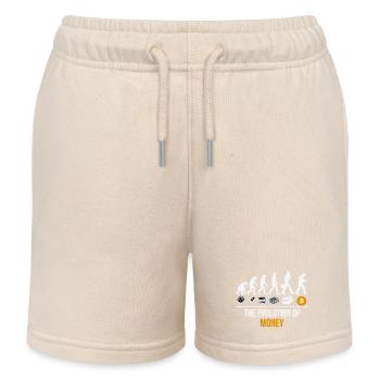 Bitcoin Shirts - Crypto Shirt - Evolution of Money - Kids Organic Sweat Shorts by Stanley/Stella - soft Ecru - Front