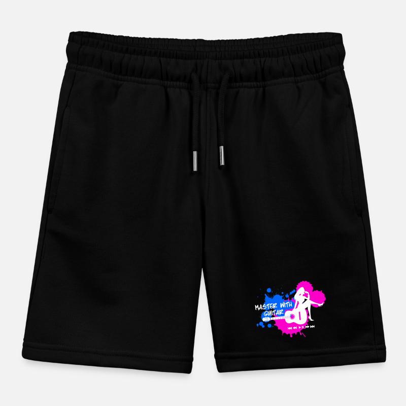 Master with guitar - Blue Pink White Kids Organic Sweat Shorts by Stanley/Stella